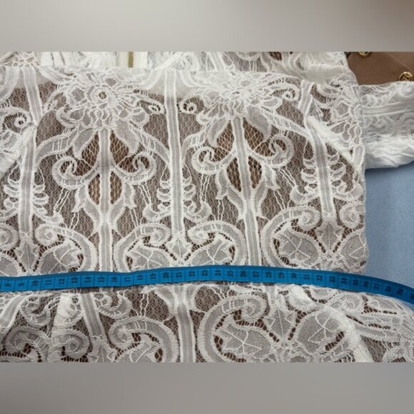 🆕 BRONX & BANCO 🧿 NWOT Casey White Lace Long Sleeve Mini Dress, Sz L / US 8 - Picture 16 of 16